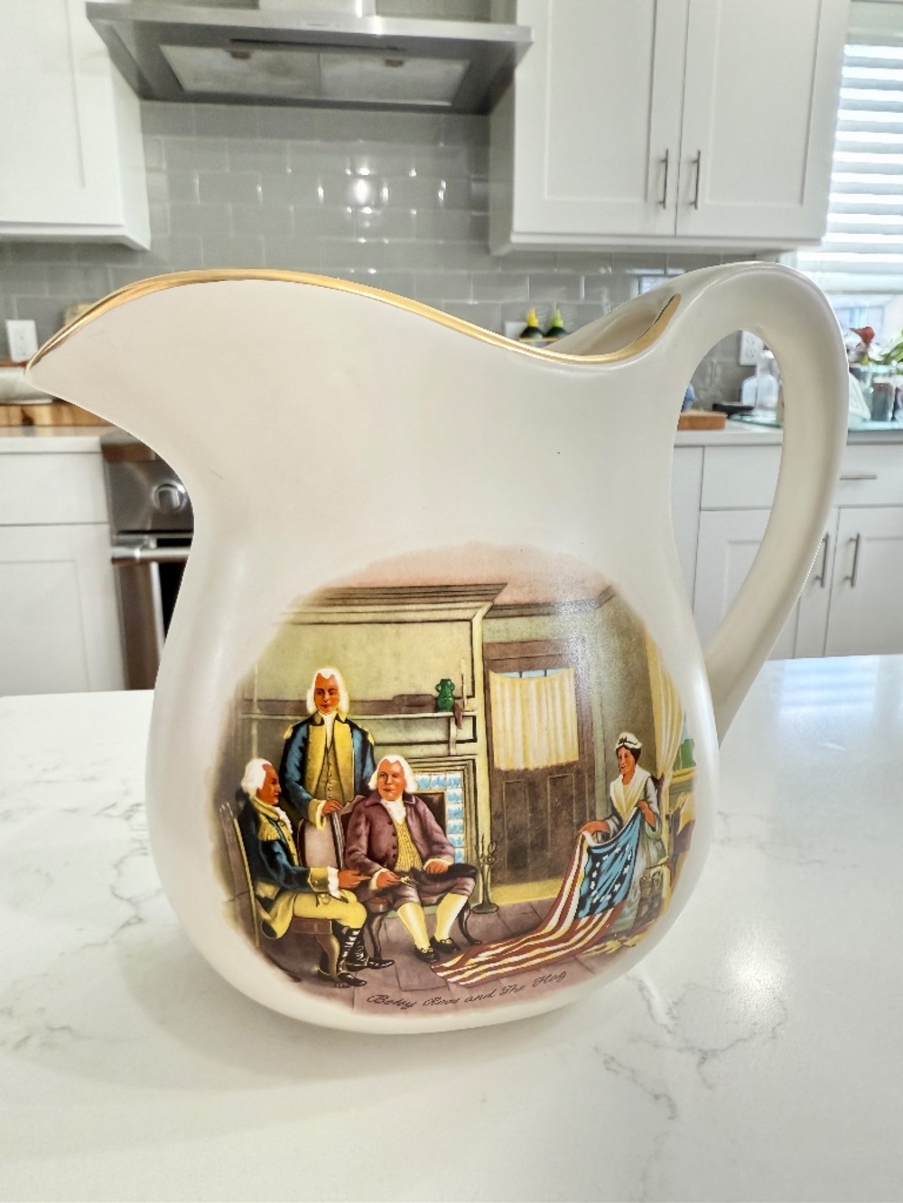 Vintage McCoy Wash Jug Bicentennial Pitcher - Betsy Ross